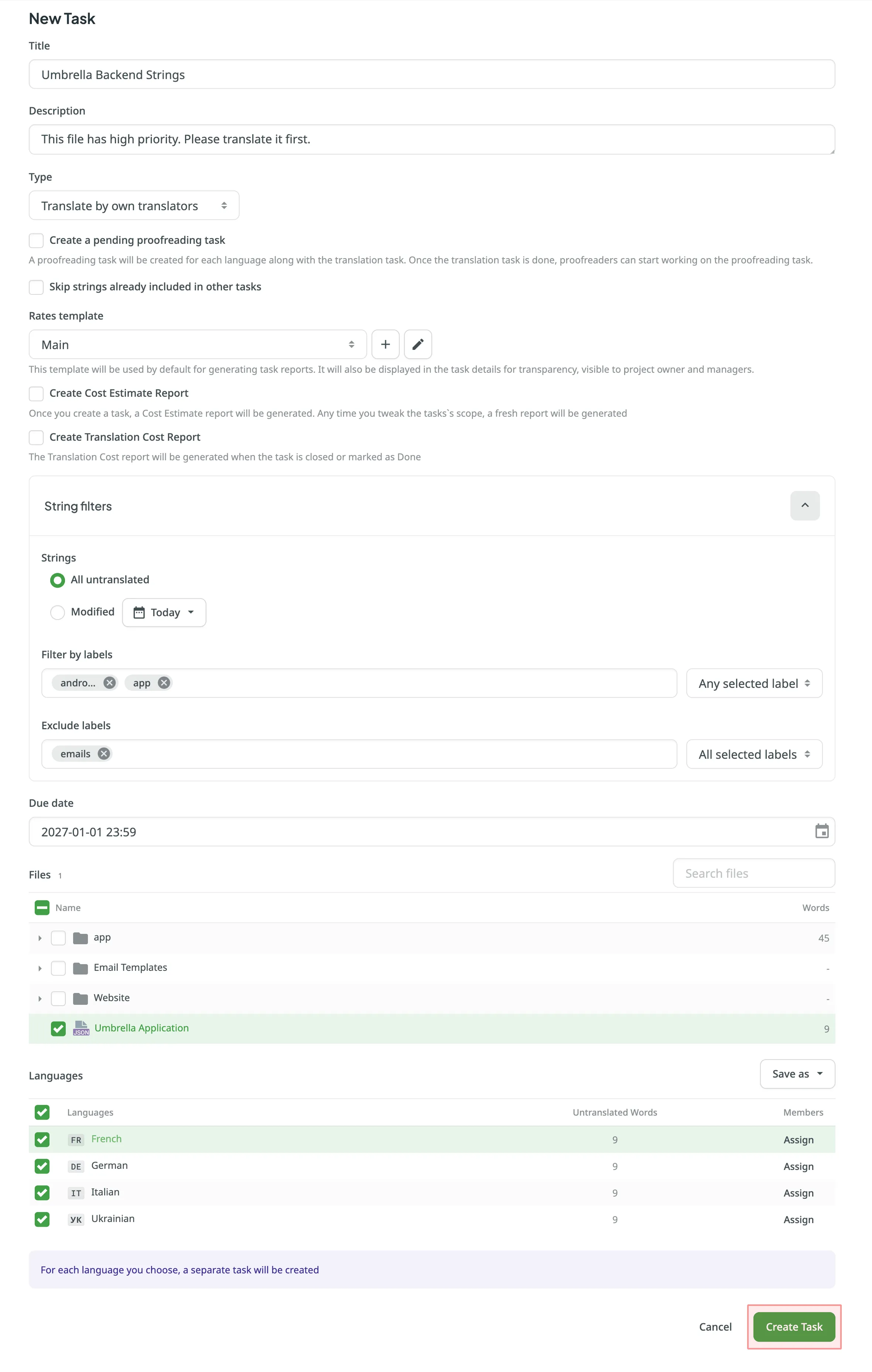 Create Task